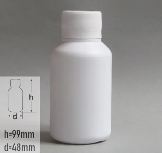 Sticla plastic 100ml culoare alb cu capac cu autosigilare alb